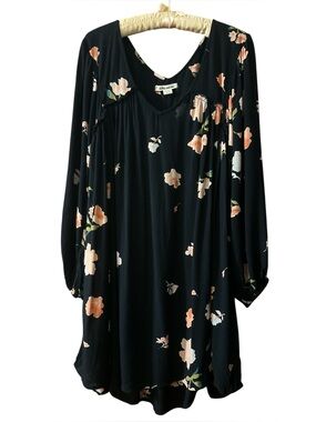 Billabong Black Long-Sleeve Floral Tunic Dress SZ M